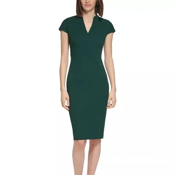 Calvin Klein | Dresses | Calvin Kleinpetite Vneck Backslit Sheath Dress |  Poshmark